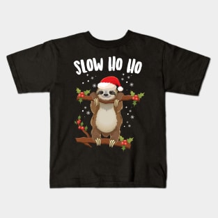 Slow Ho Ho Christmas Sloth Kids T-Shirt